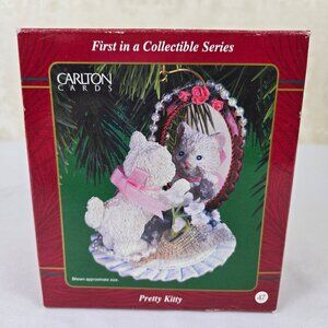 Carlton Cards Pretty Kitty Christmas Ornament In Original Box Resin Decoration